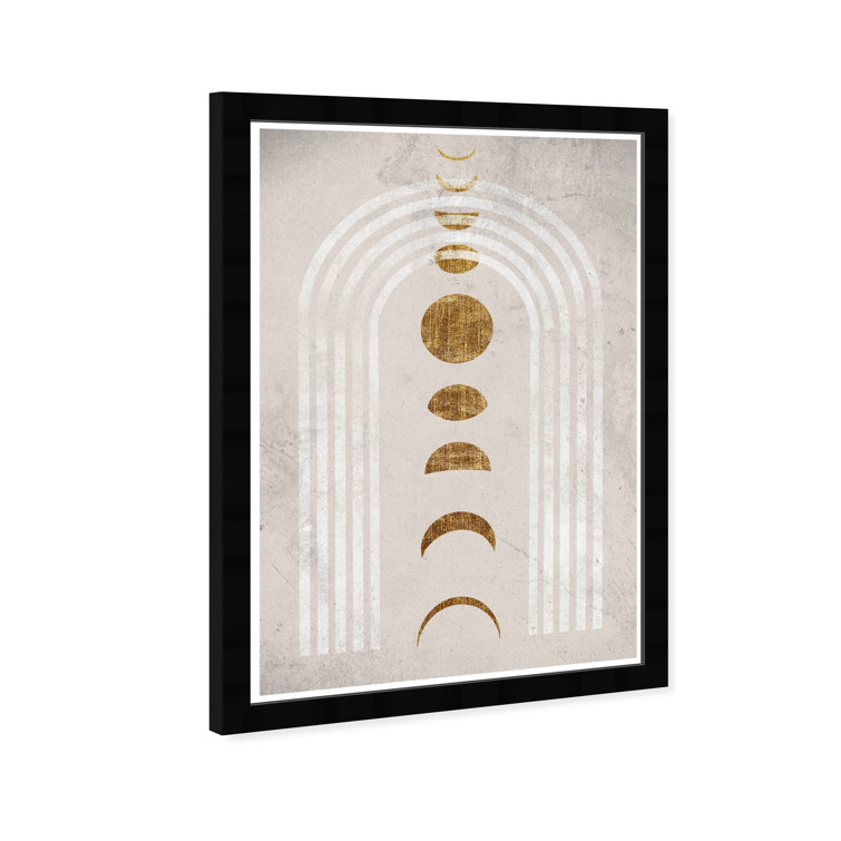 Latitude Run® Lunar Cycle Gold, Boho Lunar Cycle Modern White Framed